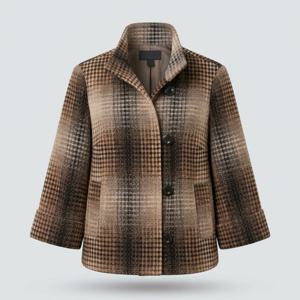 Axcess Liz Claiborne Jacket Women M Brown Plaid Regular Modern Chic